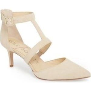 Sole Society Edelyn Ivory suede heels 38 8 7.5